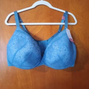 Cacique Blue Full-Coverage Lace Bra 44DDD NWT